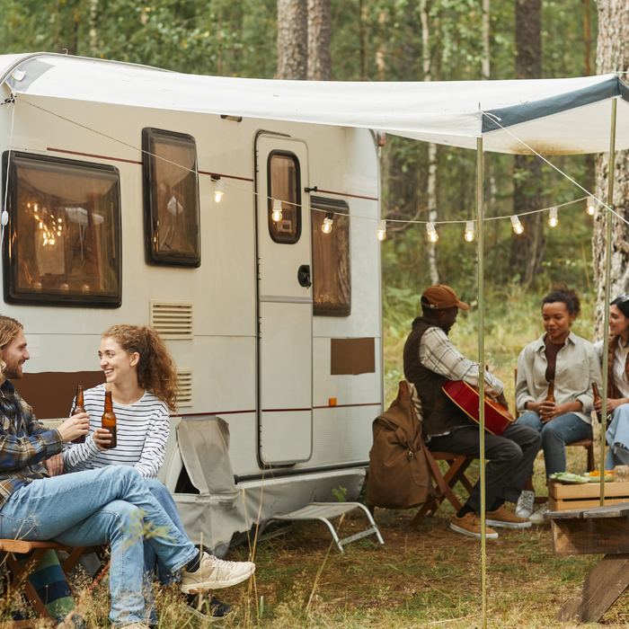 Friends camping in an RV