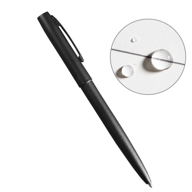 Weatherproof Black Metal Clicker Pen - Black Ink (No. 97)